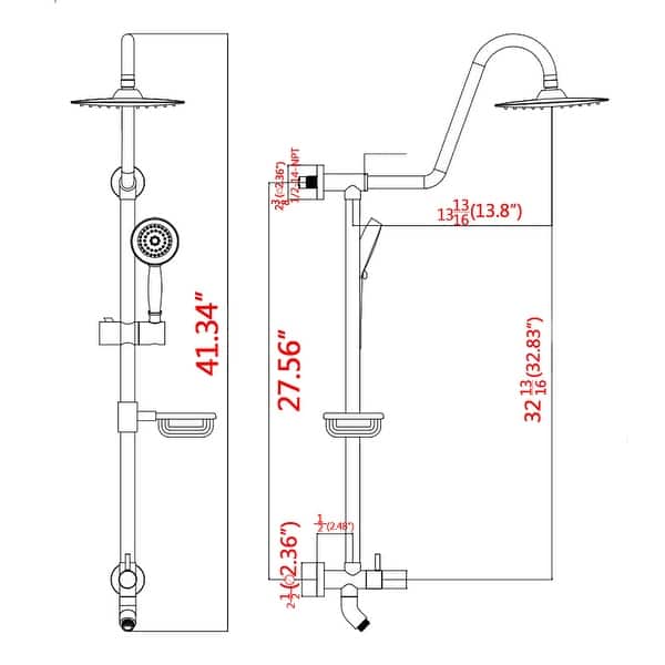Proox 10" ABS Rain Showerhead System with Shower Hand Sprayer w/ Soap